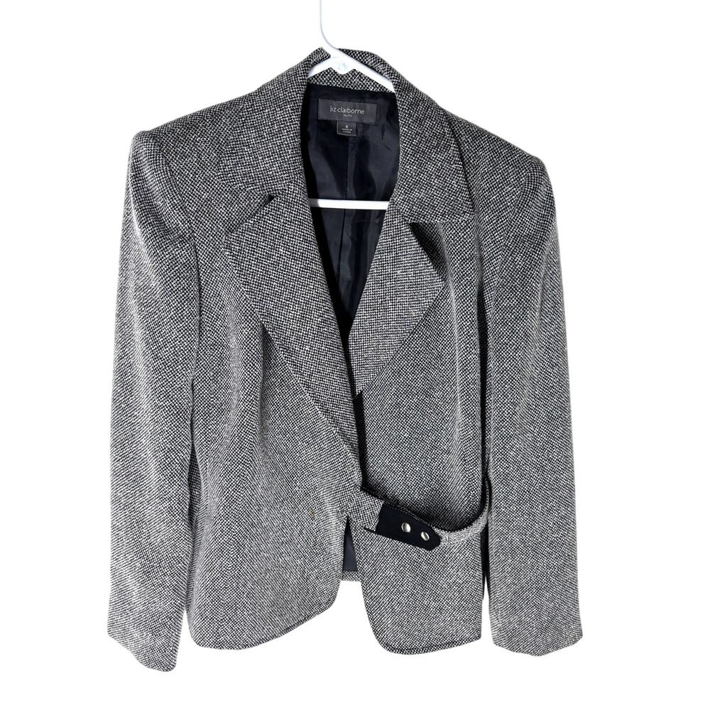 Liz Claiborne Blazer Size 6, Black White Tweed Preppy Career Office Siren